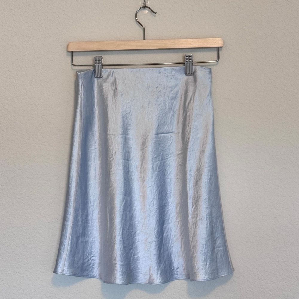 Aritzia Babaton Slip Satin Mini Skirt - 2 - Dream Blue